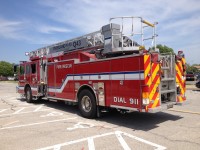 Fireman rushed into the school after the fire alarm was sounded today at 3 pm.
