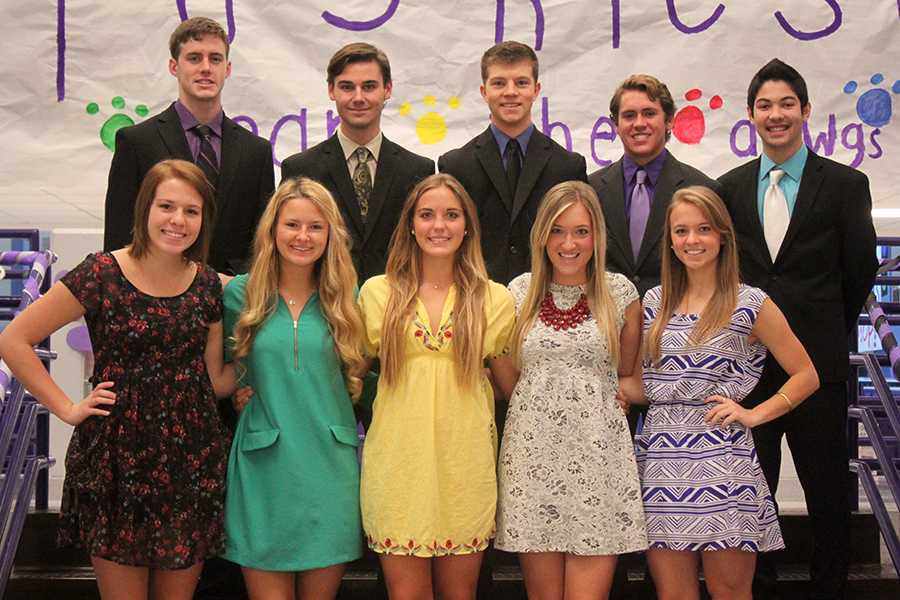 Top from left: King candidates Ben Charpentier, Nick Baker, Andrew Poehling, John Burdette and Kevin Murakami. Bottom from left: Sabrina White, Hannah Jones, Calen Lawrence, Lexi Wood and Erin Dimon.