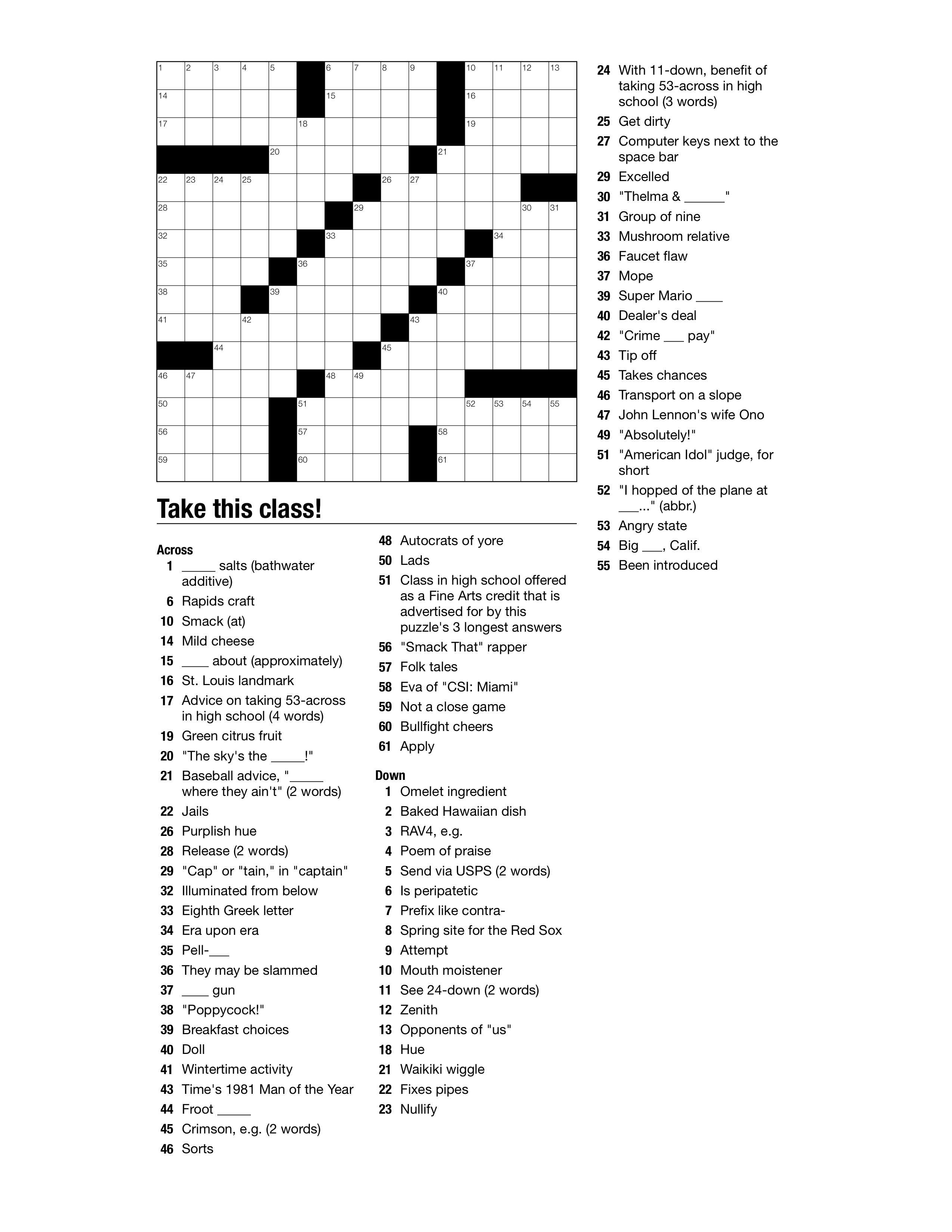 Weekly themed crossword puzzle – BVNWnews