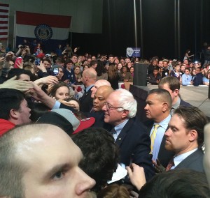 Sanders greets his supporters after the rally. He shook hands and signed autographs for about 15 minutes.